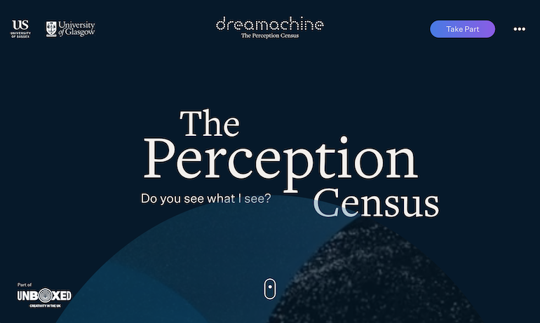 Screenshot of perception census website