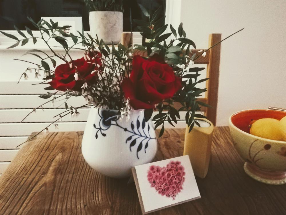 Roses in a vase.