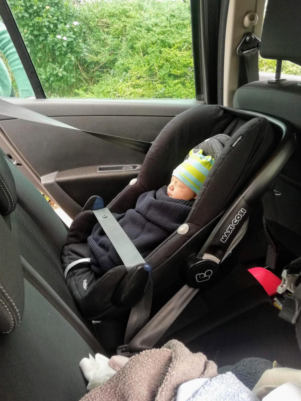 Lily's first trip in the car.